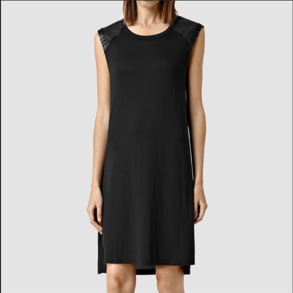Allsaints black leather Petra dress, small
